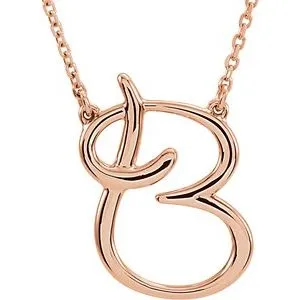 14K Rose Script Initial A 16" Necklace