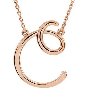 14K Rose Script Initial A 16" Necklace