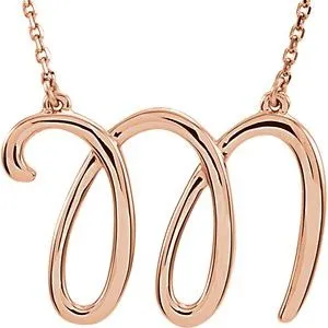 14K Rose Script Initial A 16" Necklace