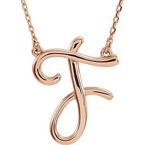 14K Rose Script Initial A 16" Necklace