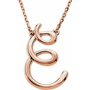 14K Rose Script Initial A 16" Necklace