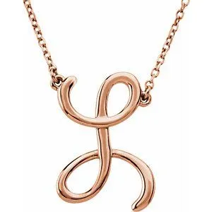 14K Rose Script Initial A 16" Necklace