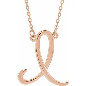 14K Rose Script Initial A 16" Necklace