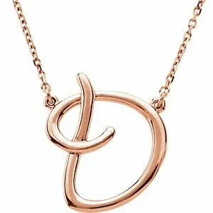 14K Rose Script Initial A 16" Necklace