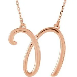 14K Rose Script Initial A 16" Necklace