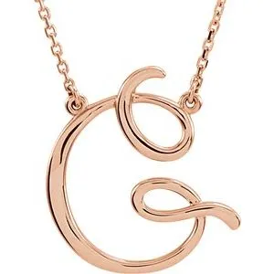 14K Rose Script Initial A 16" Necklace