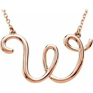 14K Rose Script Initial A 16" Necklace