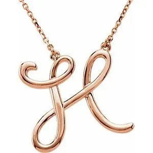 14K Rose Script Initial A 16" Necklace