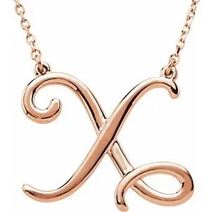 14K Rose Script Initial A 16" Necklace