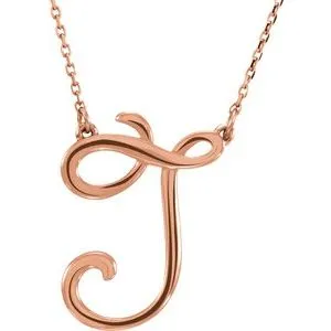 14K Rose Script Initial A 16" Necklace