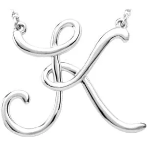 14K White Script Initial A 16" Necklace