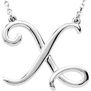 14K White Script Initial A 16" Necklace