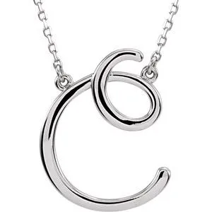 14K White Script Initial A 16" Necklace