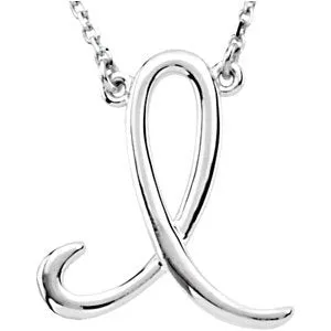 14K White Script Initial A 16" Necklace