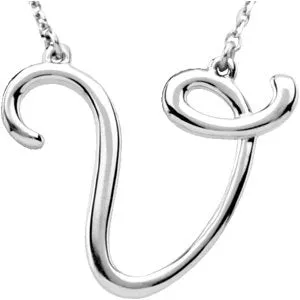 14K White Script Initial A 16" Necklace