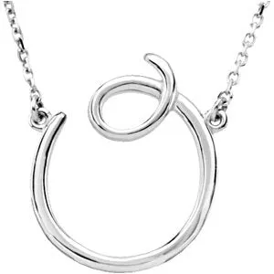 14K White Script Initial A 16" Necklace