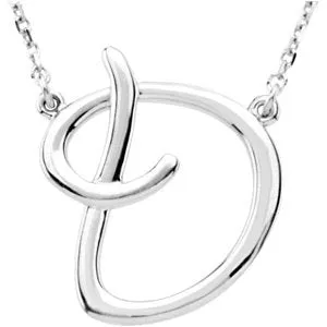 14K White Script Initial A 16" Necklace