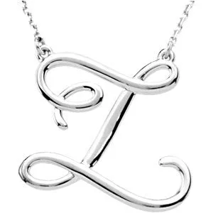 14K White Script Initial A 16" Necklace