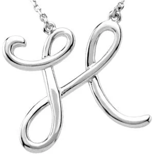 14K White Script Initial A 16" Necklace