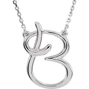 14K White Script Initial A 16" Necklace