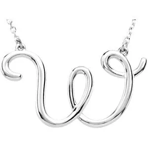 14K White Script Initial A 16" Necklace