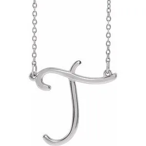 14K White Script Initial A 16" Necklace