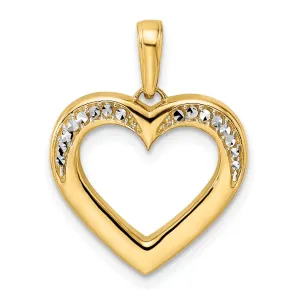 14k Yellow Gold White Rhodium D.C Fancy Heart Pendant