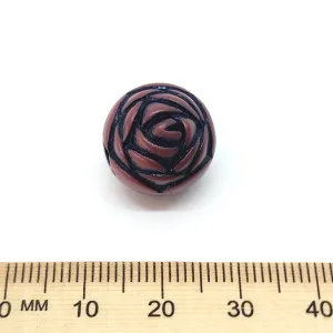 15mm Round Rose (10) - Brown w. Black - South Western Style Vintage Beads