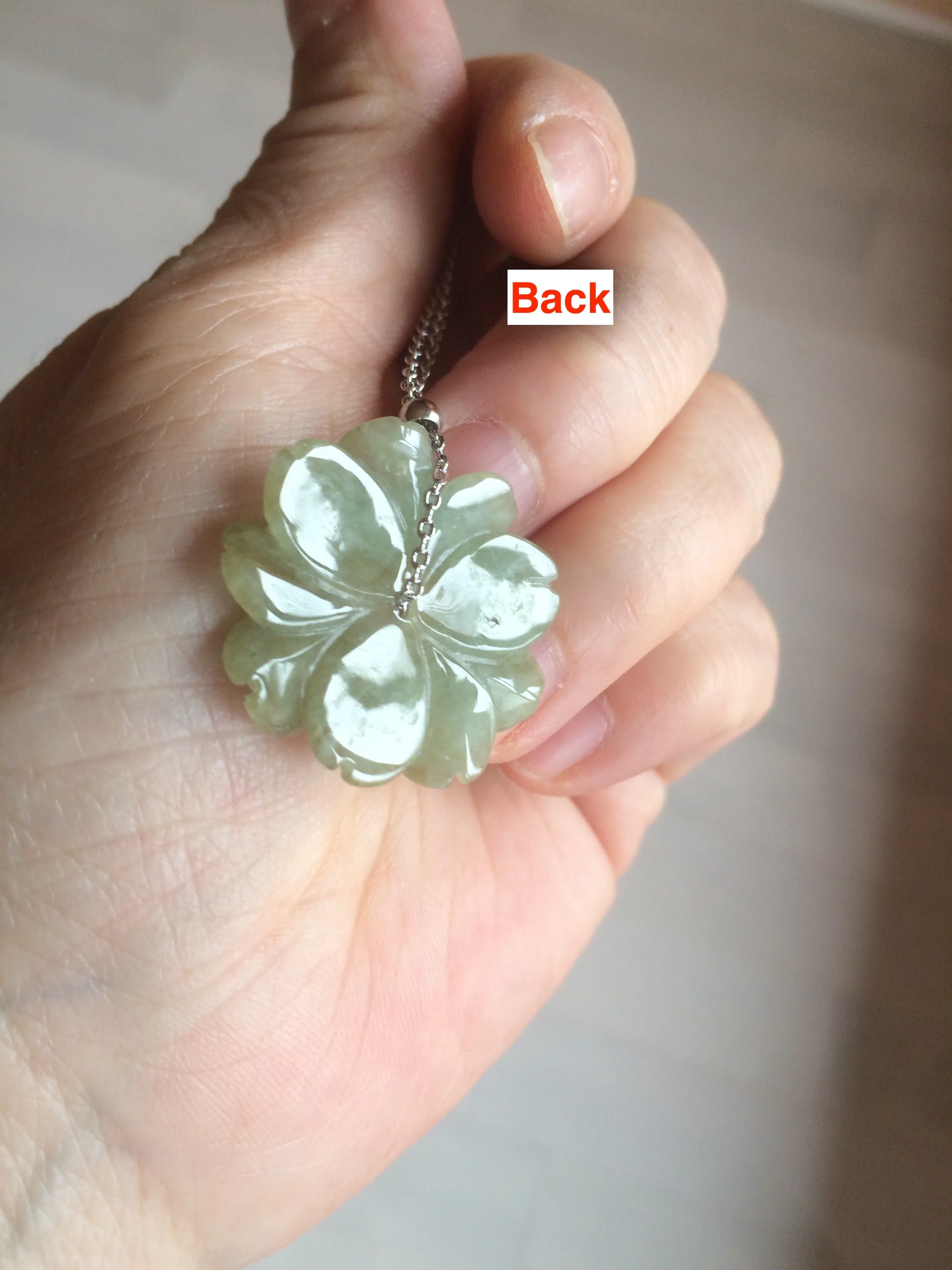 25-26mm Type A 100Natural 3D dark  green/brown/black jadeite Jade flower Pendant necklace AQ54 (add-on item)