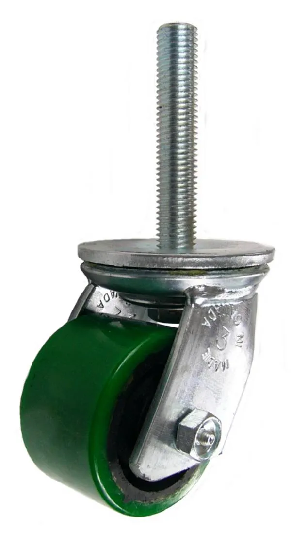 3-1/4 " x 2" Polyurethane on Iron Wheel Swivel Caster with 3/4" Threaded Stem - 540 Lbs Capacity