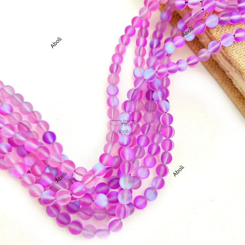 8 mm Aura Beads Aura Quartz Beads Pink Purple shades Round Gemstone Beads AQB813