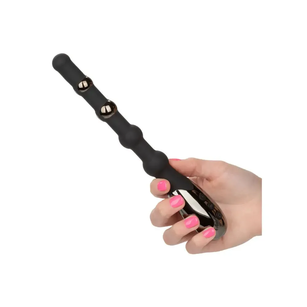 9.25-inch Colt Silicone Black Estim Beaded Rechargeable Massager