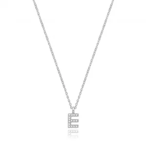 Acotis Silver Necklace Rhodium Plated Zirconia Initial G3395/E