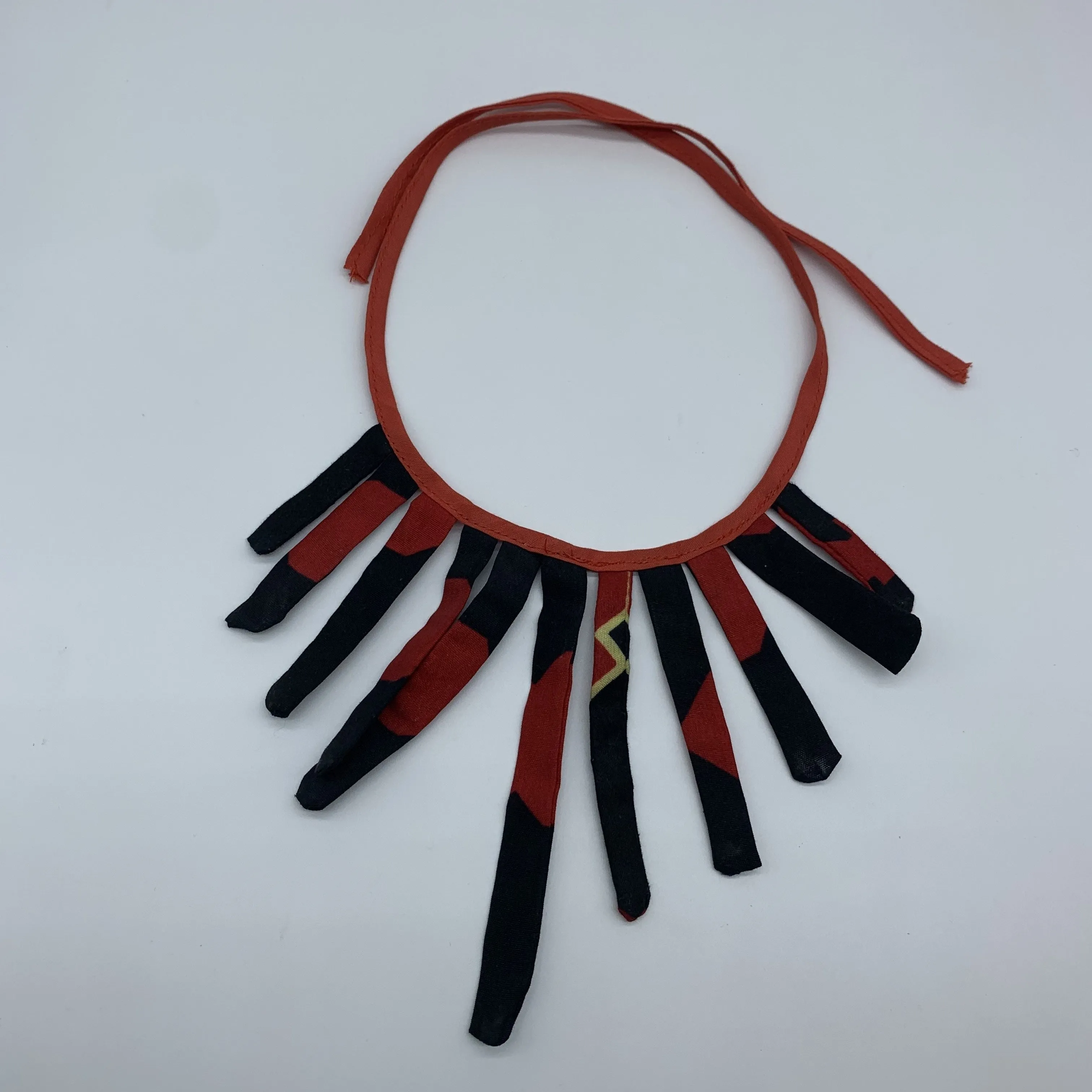 African Print Fabric Necklace -Red Variation