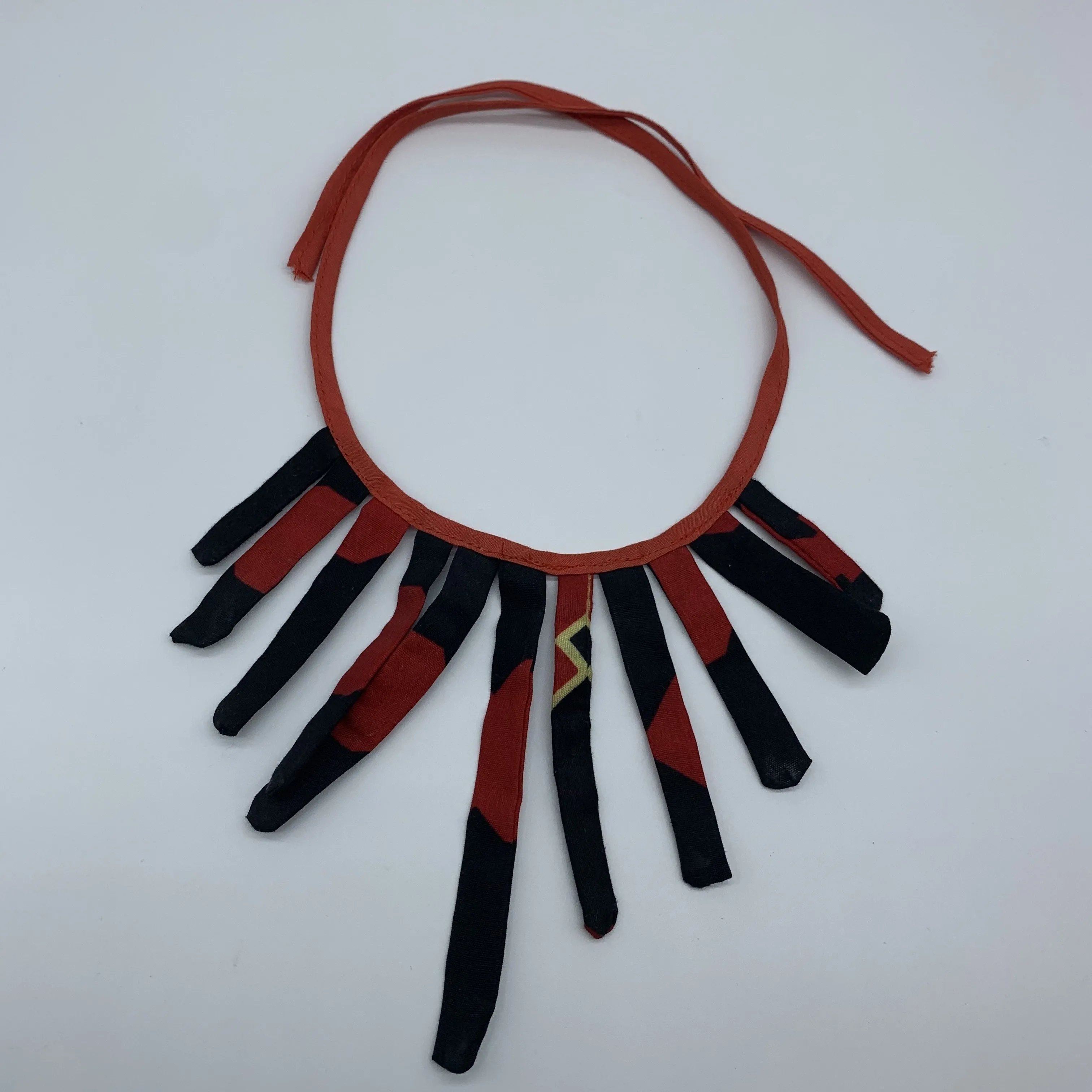 African Print Fabric Necklace -Red Variation