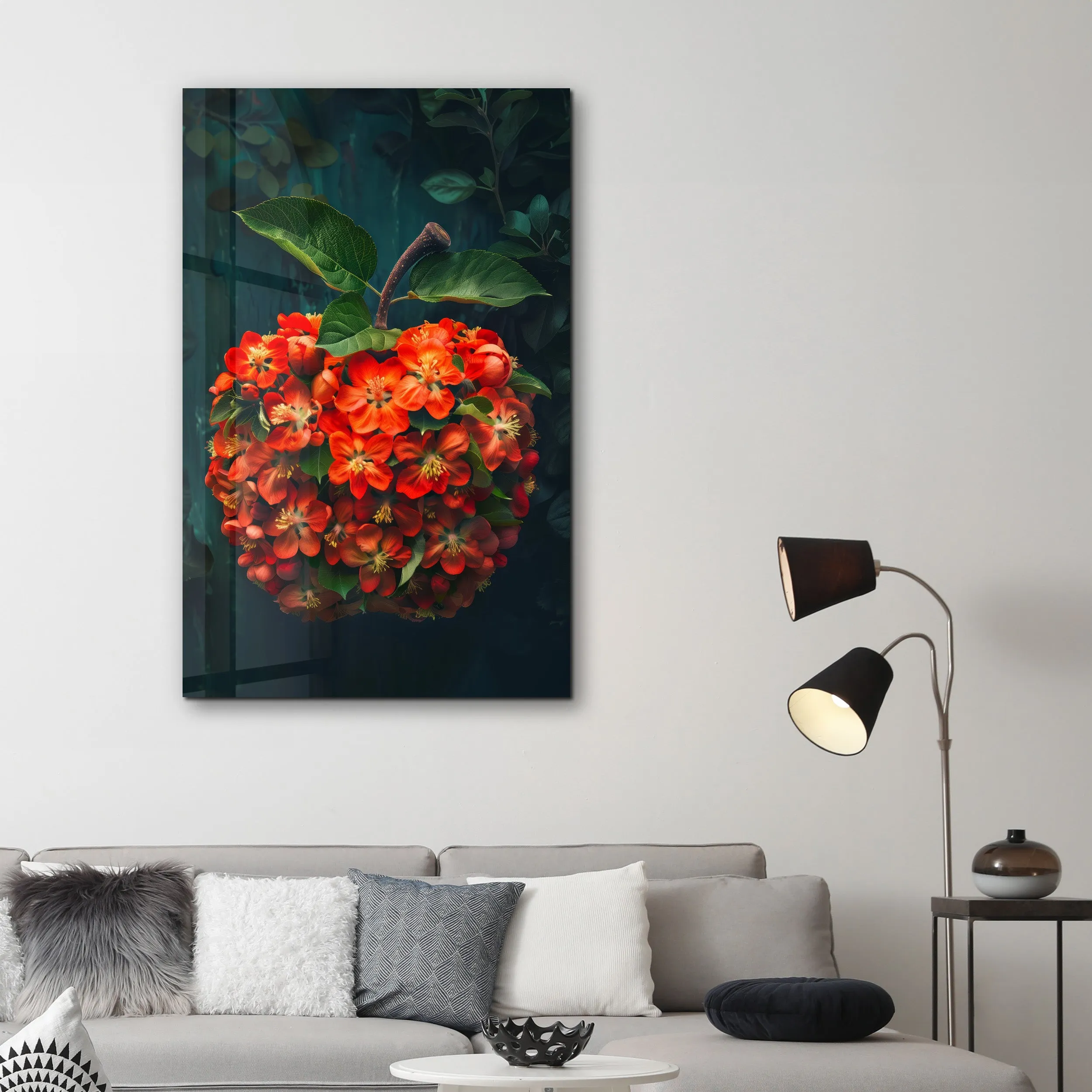 Apple Flowers - Contemporary Glass Wall Art