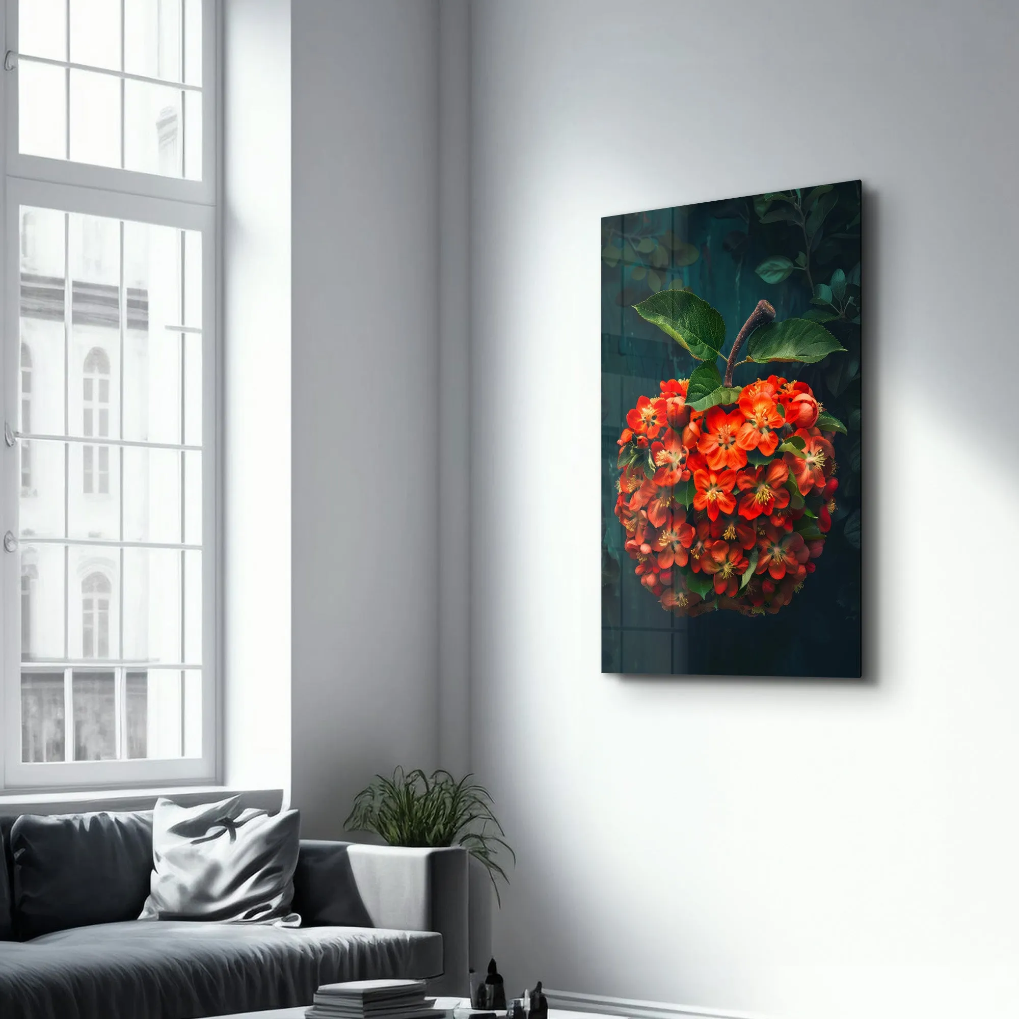 Apple Flowers - Contemporary Glass Wall Art