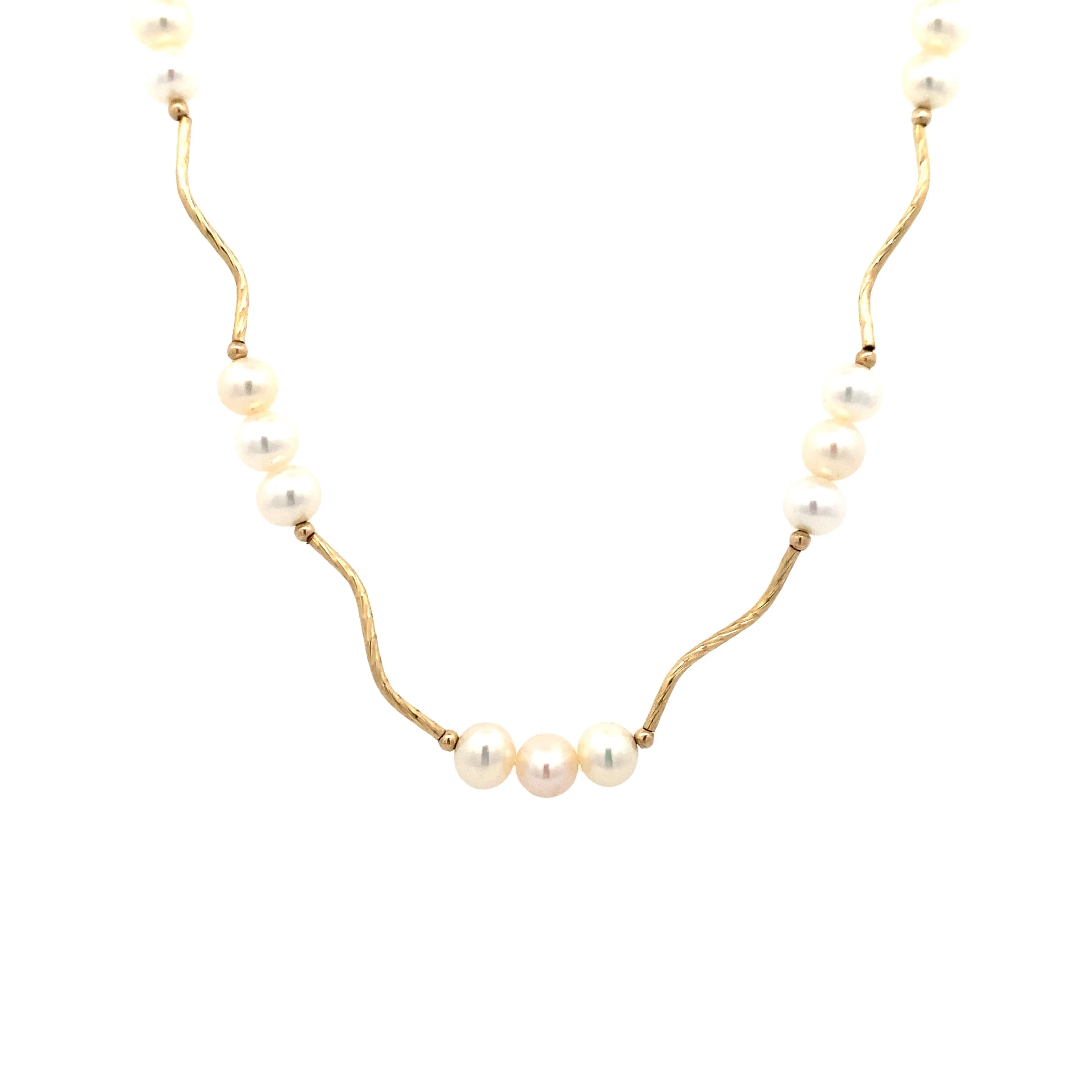 BCJ Estate Jewelry Yellow Gold Pearl Station Necklace