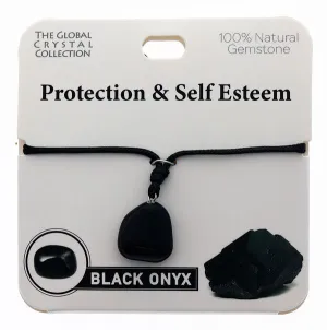 Black Onyx Natural Gem Necklace - 'Protection & Self Esteem'