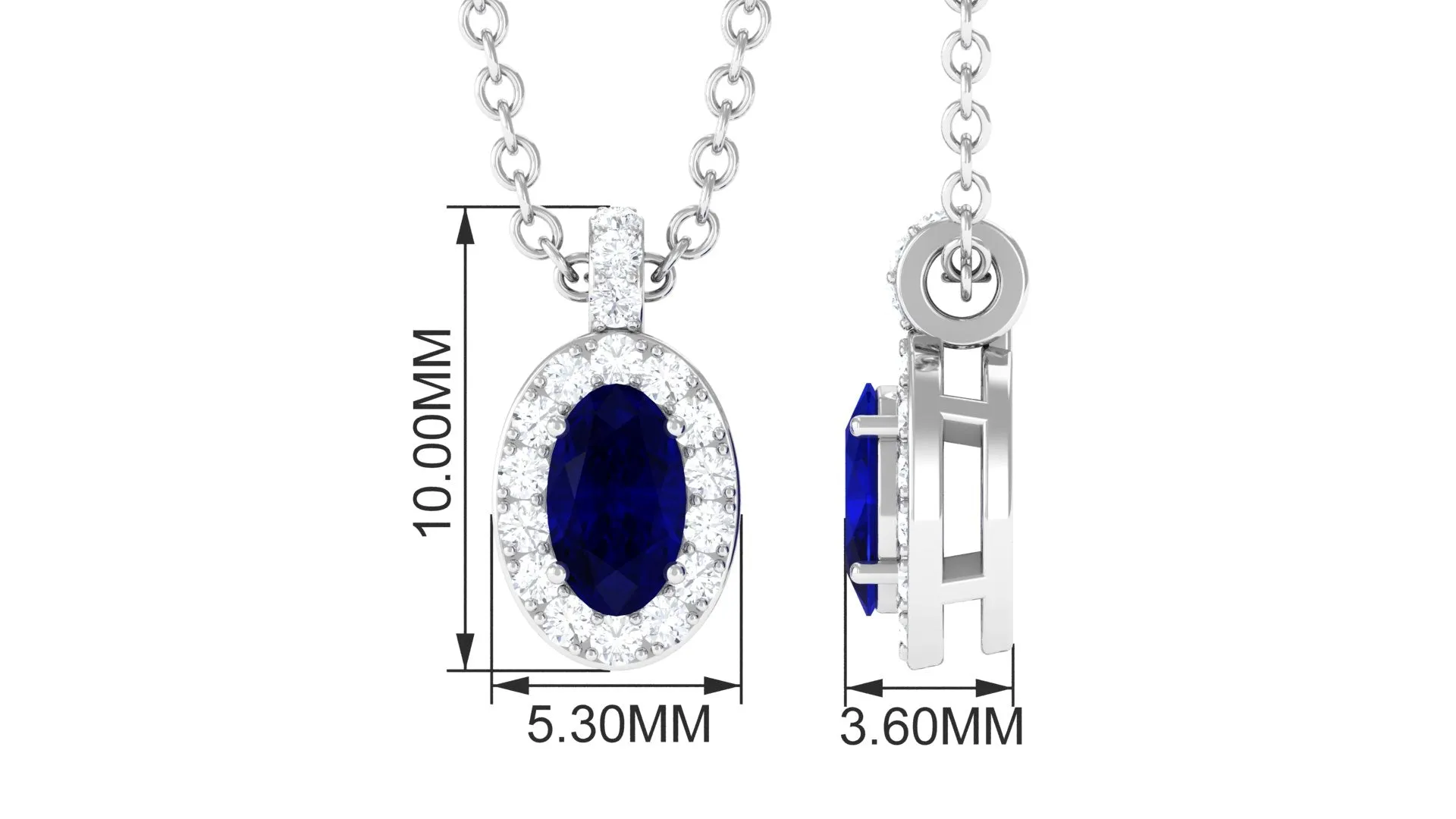 Blue Sapphire Pendant Necklace with Diamond