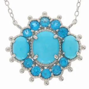 Blue Turquoise Sterling Silver Necklace with Accent