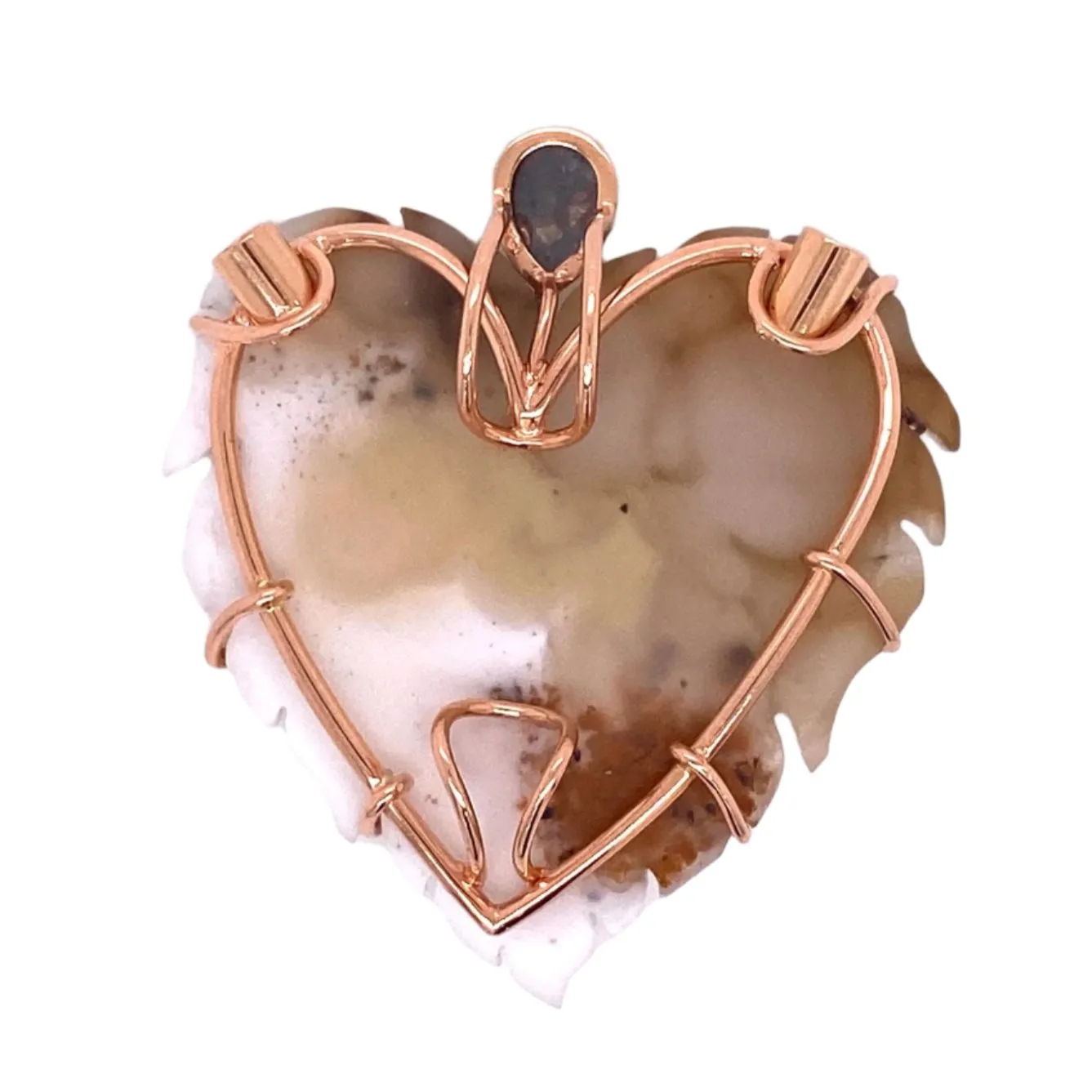 Brown and White Druzy Heart Clasp