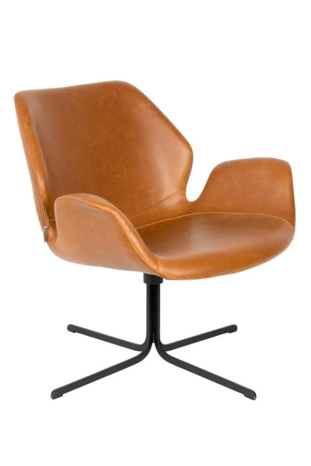 Brown Leather Butterfly Swivel Chair | Zuiver Nikki