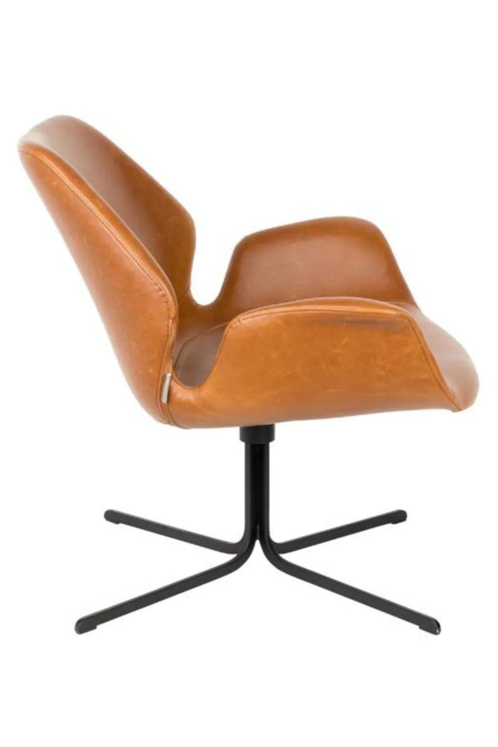 Brown Leather Butterfly Swivel Chair | Zuiver Nikki