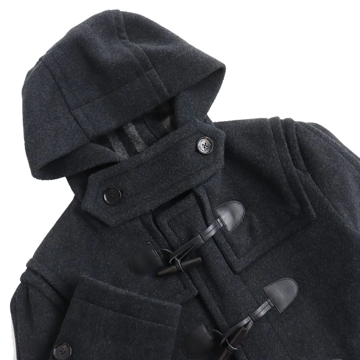 Burberry Wool Duffle Coat Men's Charcoal Gray M