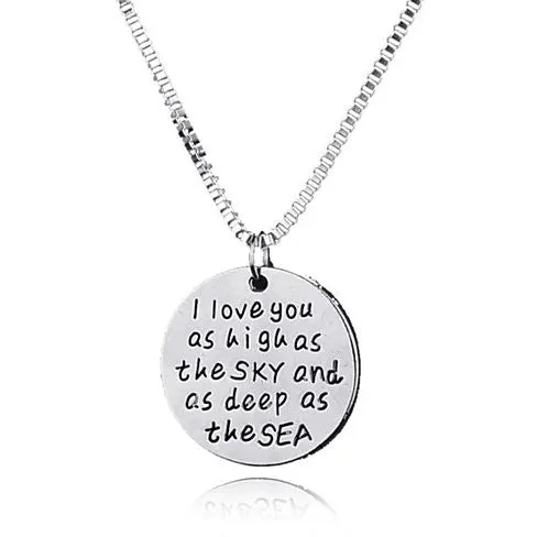 Celestial Ocean Love: Inspirational Quote Necklace , Gift of Elegance