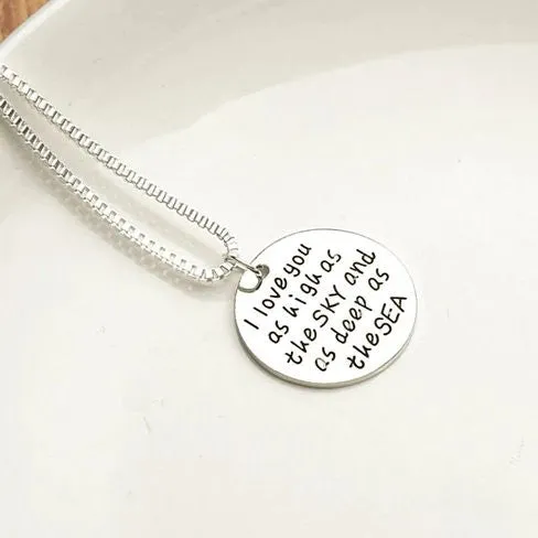 Celestial Ocean Love: Inspirational Quote Necklace , Gift of Elegance