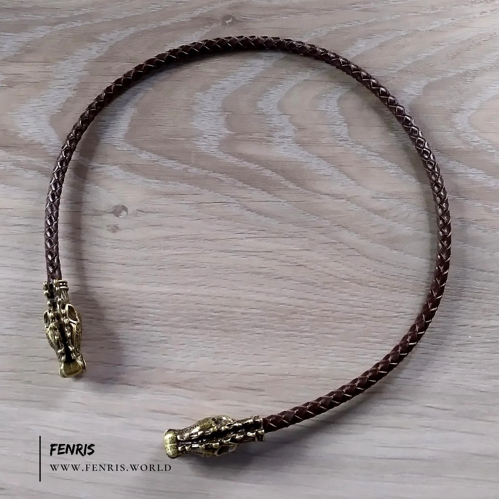 Celtic Torc Bronze Stag Brown Leather | Fenris