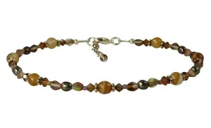 Chestnut Agate Gemstone Pearl Beaded Anklet