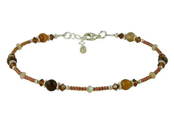 Chestnut Topaz Agate Gemstone Beaded Anklet